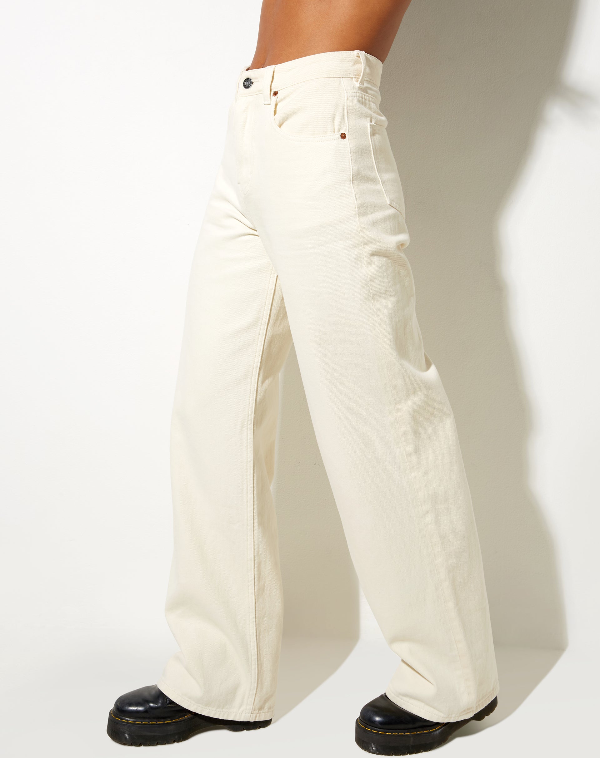 Image of Extra Wide Jeans in Off White