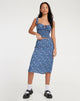 image of Harriet Midi Skirt in Retro Floral Blue