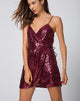 Image of Fabia Wrap Dress in Mini Sequin Burgundy