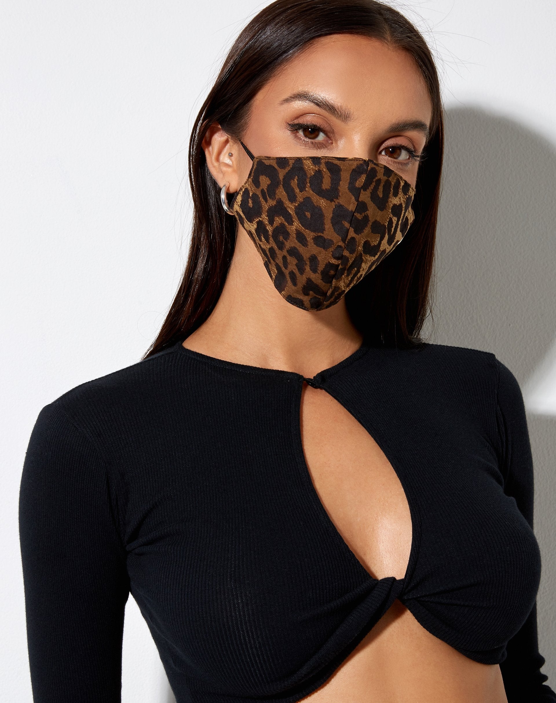 Image of Face Mask in Night Leopard Brown