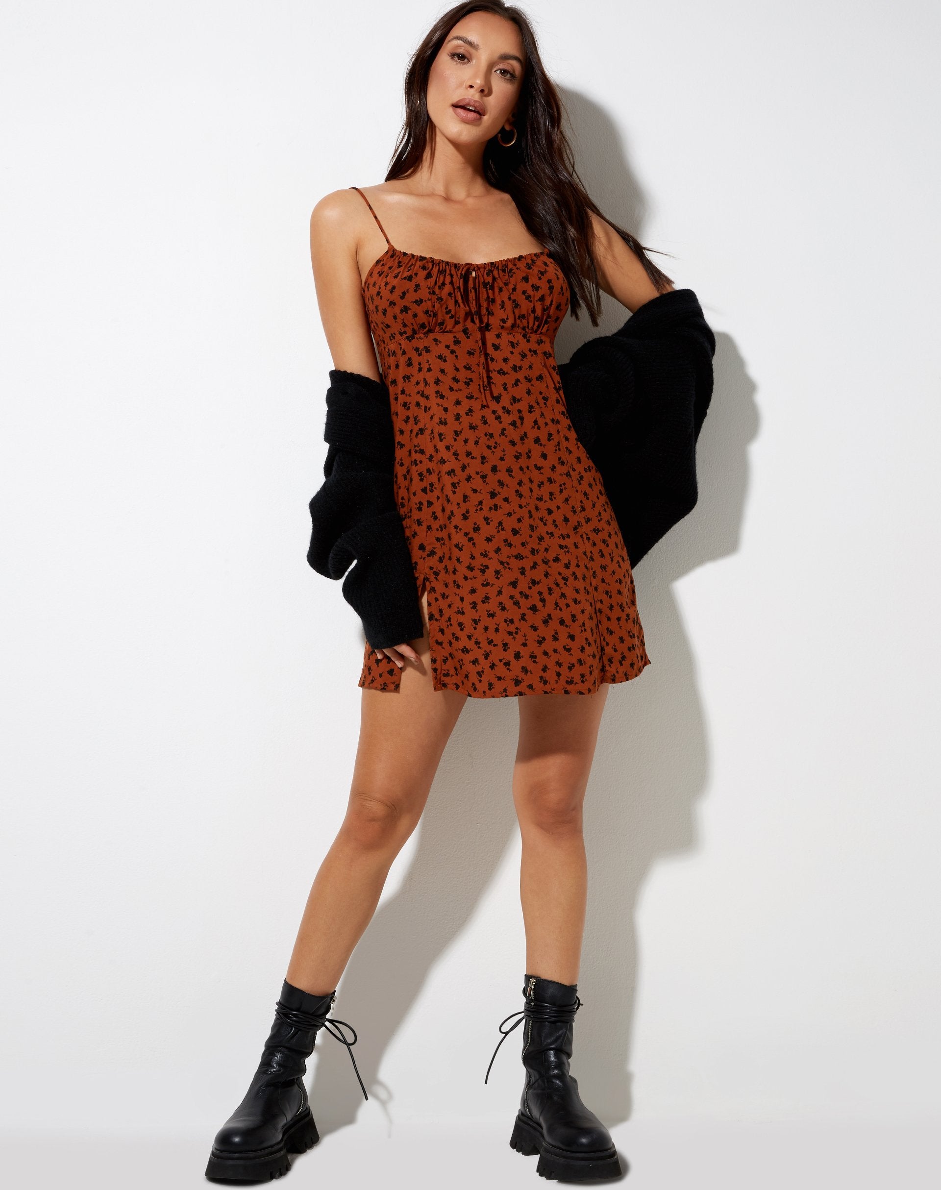 Image of Famala Mini Dress in Dainty Daisy Bombay Brown