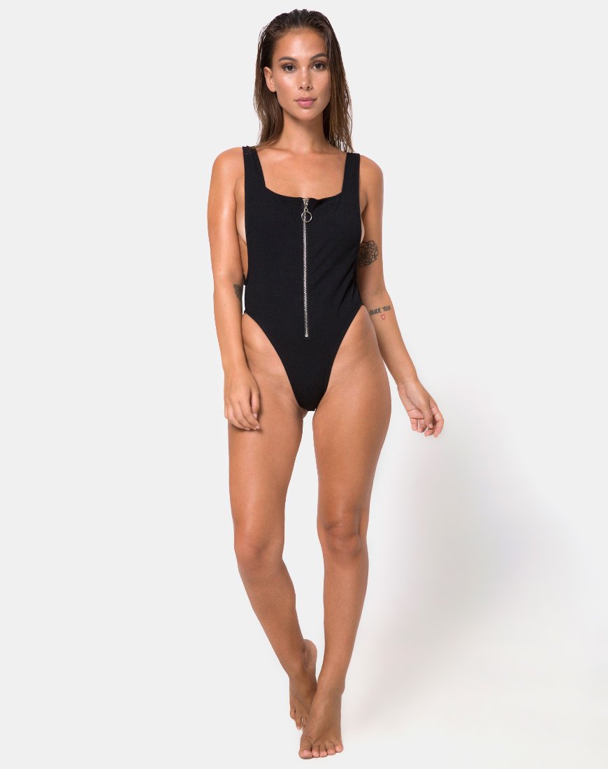 Image of Farica Swimsuit in Mini Rib Onyx