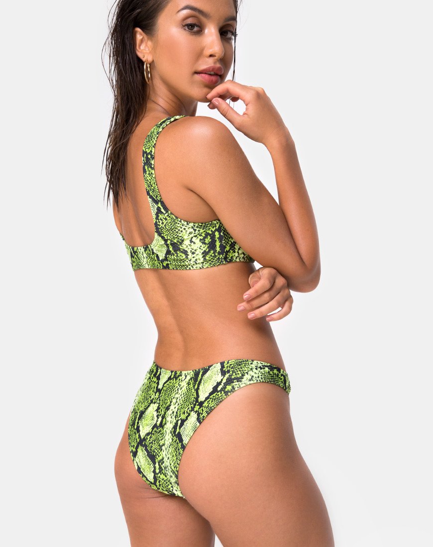 Farida Bikini Top in Slime Lime Snake