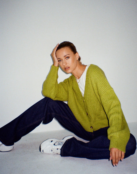 Green Knitted Button Up Cardigan | Faya – motelrocks-com-us