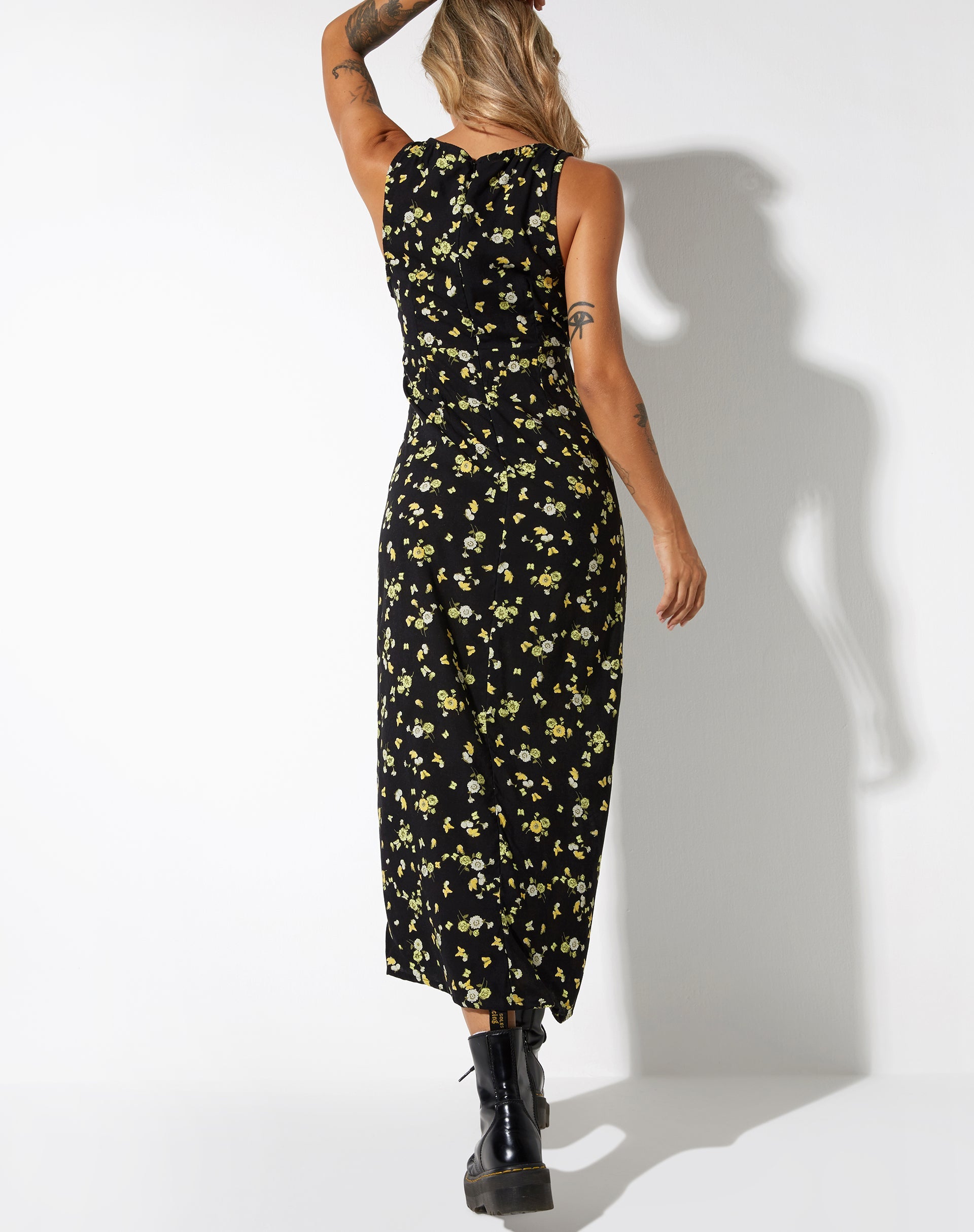image of Fiaso Midi Dress in Lemon and Lime Black