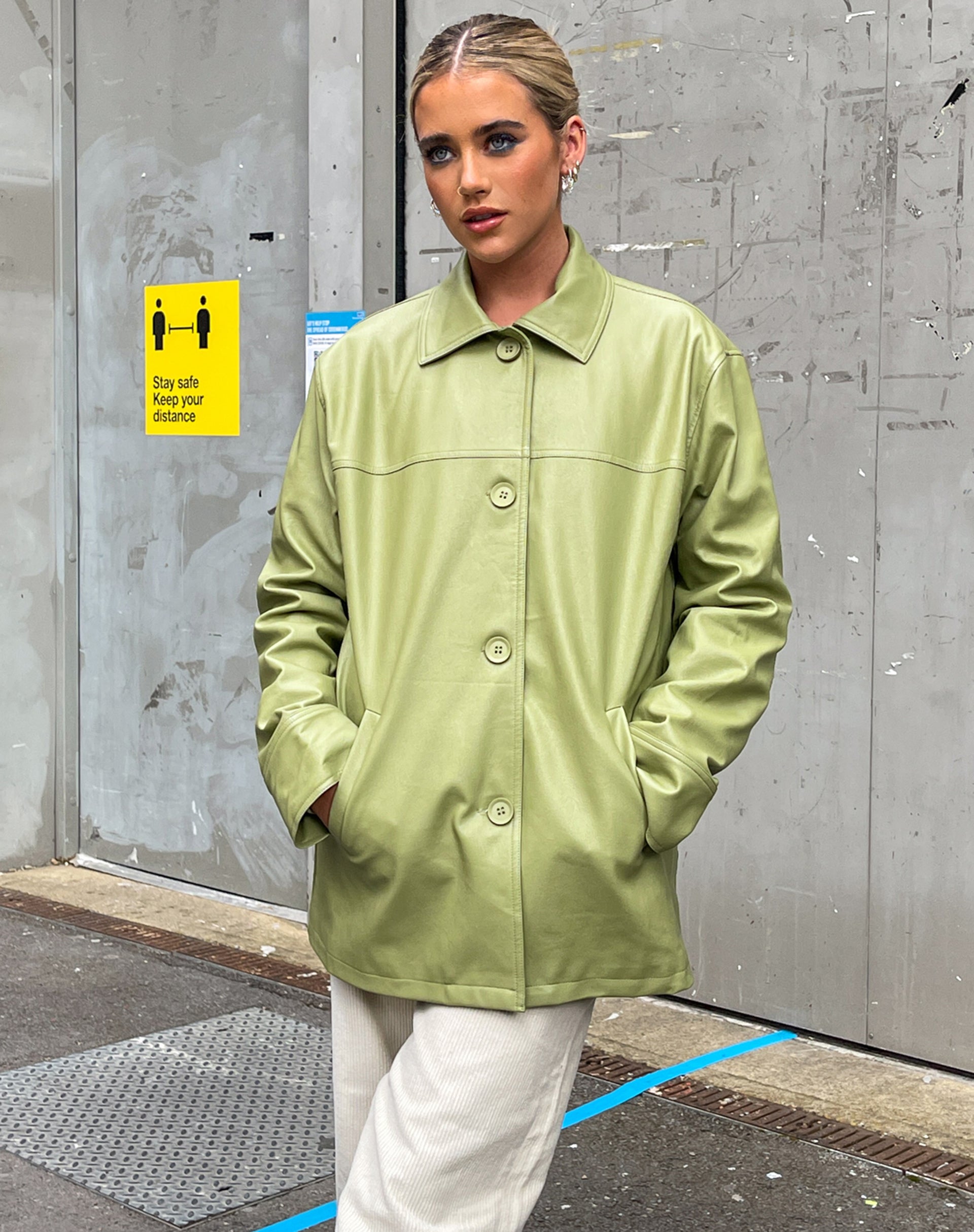 ohta オオタ green coat Oversize Pu Green Jacket | Walta – motelrocks-com-us