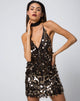 Image of Finn Slip Dress in Black and Gold Speckle Sequin