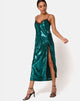 Image of Fitilia Dress in Teal Mini Sequin with Black Lace