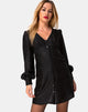 Image of Flara Dress in Satin Cheetah Black