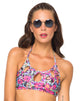 Image of Motel Flux Longline Bikini Top In Fluro Flower