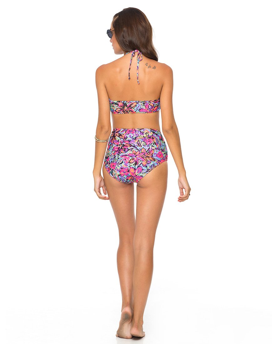 Image of Motel Flux Longline Bikini Bottom In Fluro Flower