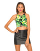 Image of Motel Folly Strappy Crop Top in Tropical Hawaii Green