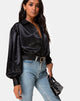 Image of Frantic Longsleeve Blouse in Satin Black