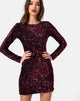 Image of Gabby Plunge Back Dress in Wine Sequin