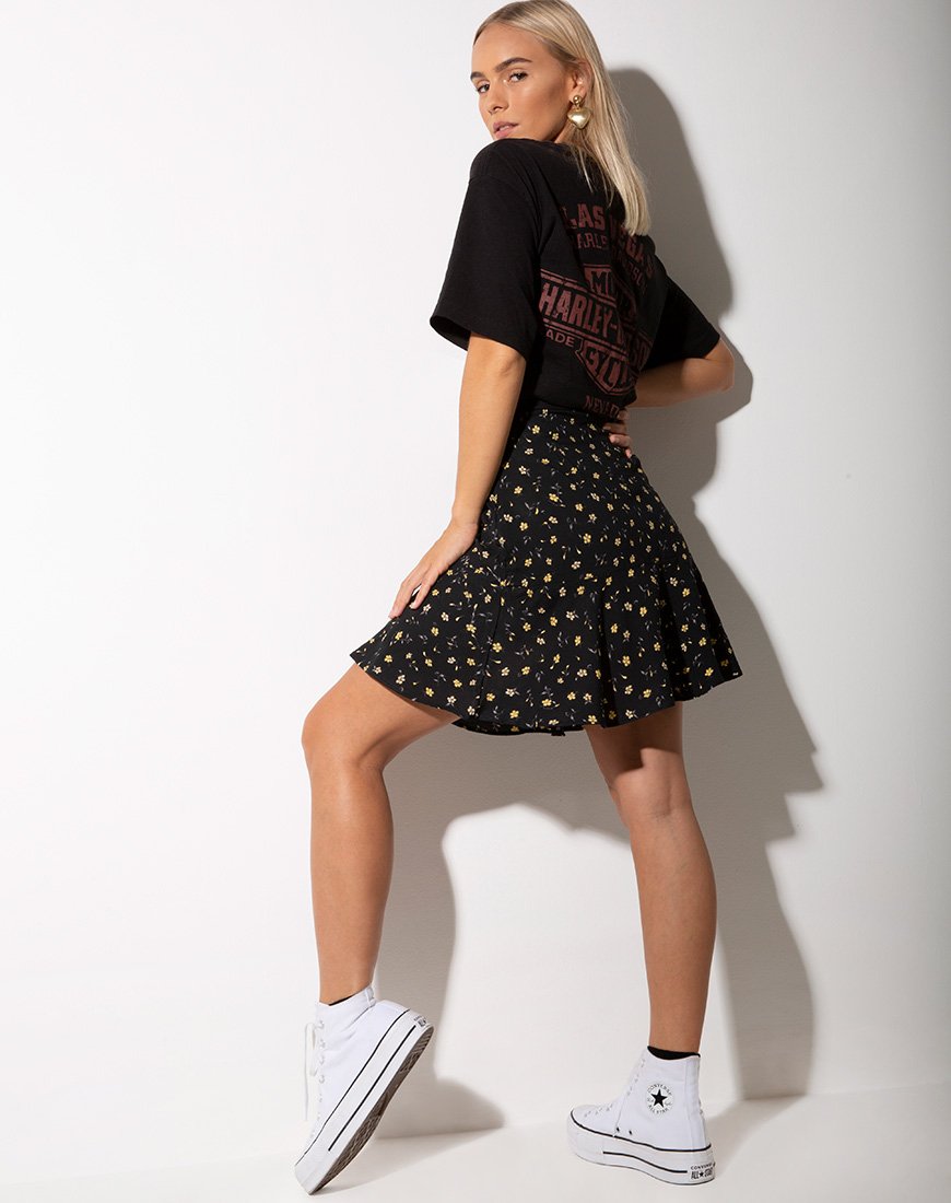 Image of Gaelle Mini Skirt in Pretty Petal Black