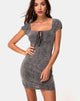 Image of Gala Dress in Ditsy Leopard Grey Flock