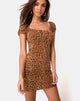 Image of Gala Dress in Animal Flock Tan Brown