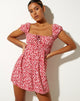 Image of Galova Mini Dress in Ditsy Butterfly Peach and Red