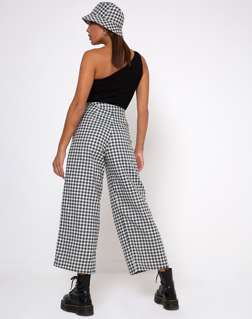Image of Gamila Culotte Trouser in Gingham Cream