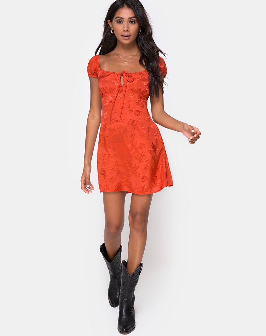 Gaval Mini Dress in Satin Rose Rust – motelrocks-com-us