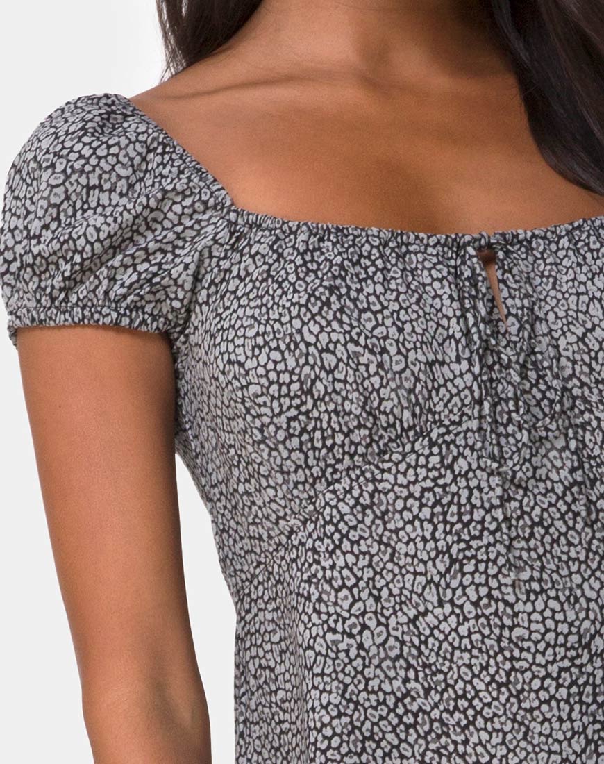 motel rocks gaval mini dress Milkmaid Mini Dress in Leopard Floral