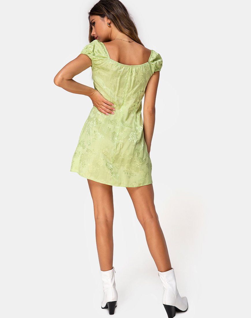 gaval mini dress in satin rose lime Motel Rocks Gaval Dress Satin Rose Lime, Size XS