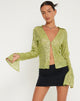 image of Gedza Button Top in Drape Sequin Lime Green