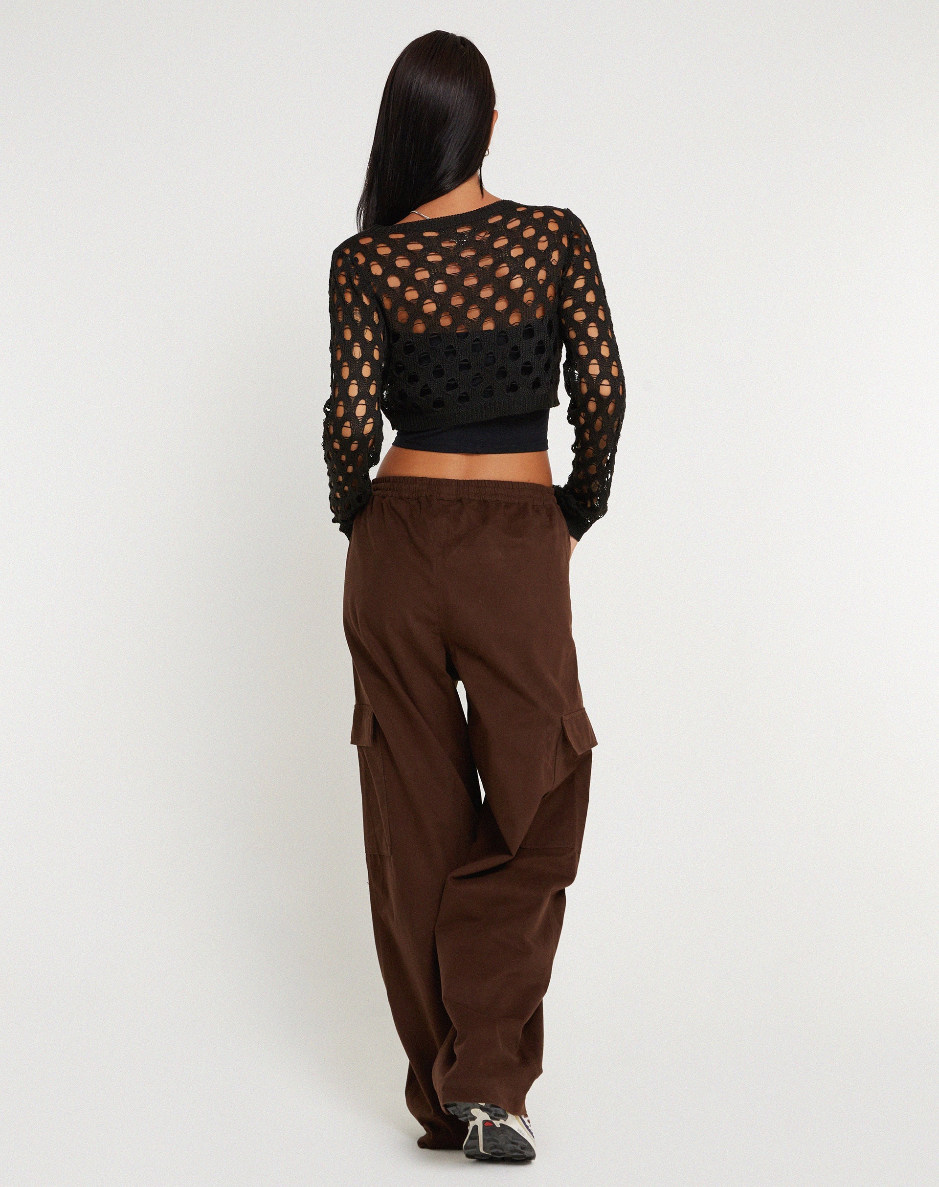 image of Geona Wide Leg Cargo Trouser in Brown