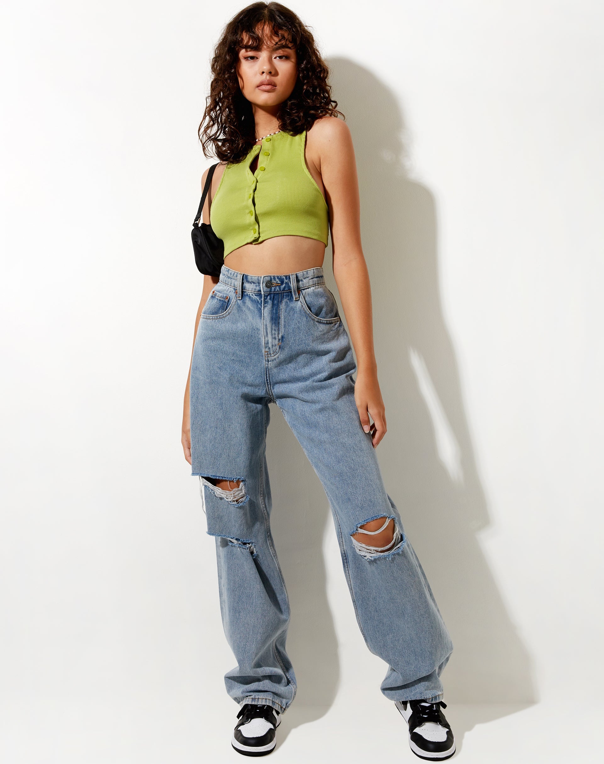 Image of Gilly Crop Top in Rib Leaf Green