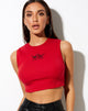 Image of Gimon Crop Top in Racing Red Angelo Embro