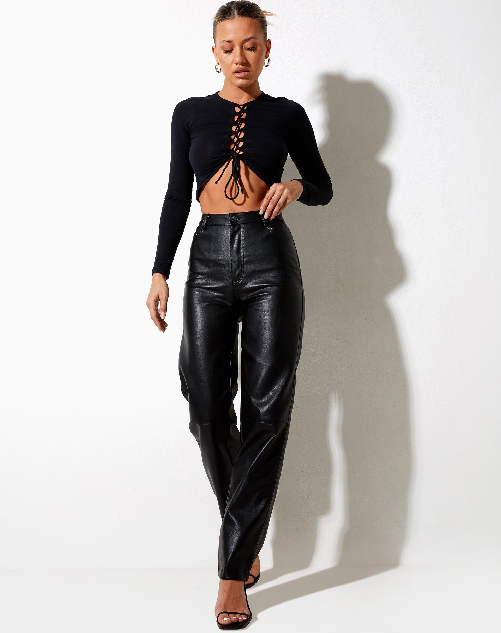 Image of Gisy Crop Top in Lycra Black
