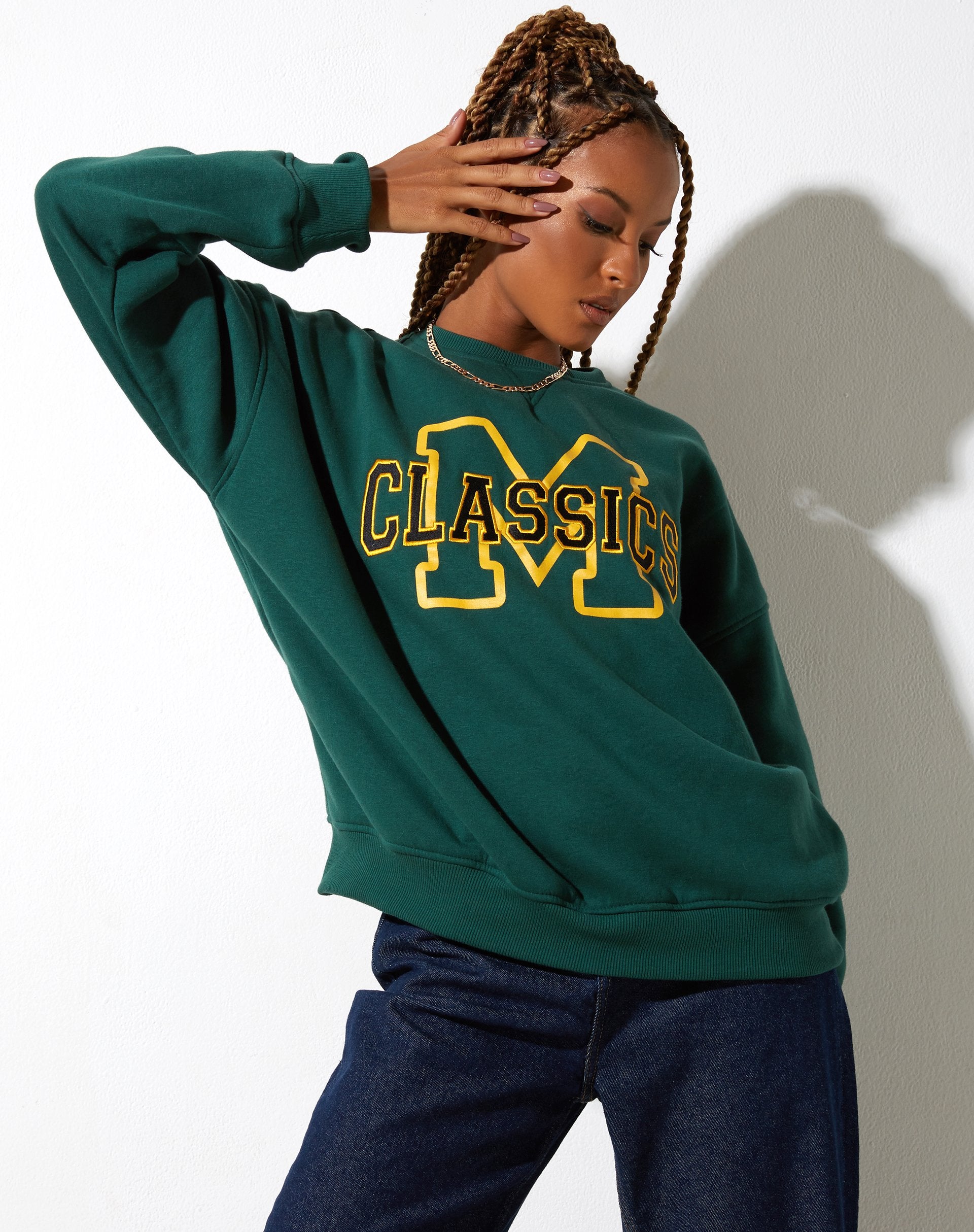 Green Crew Neckline Classics Oversized Sweatshirt | Glan – motelrocks ...