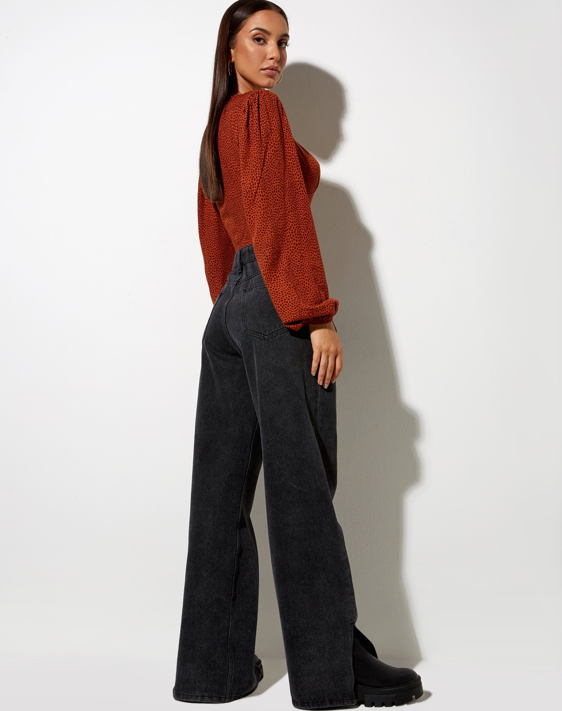 Image of Glario Crop Top in Mini Croc Brown