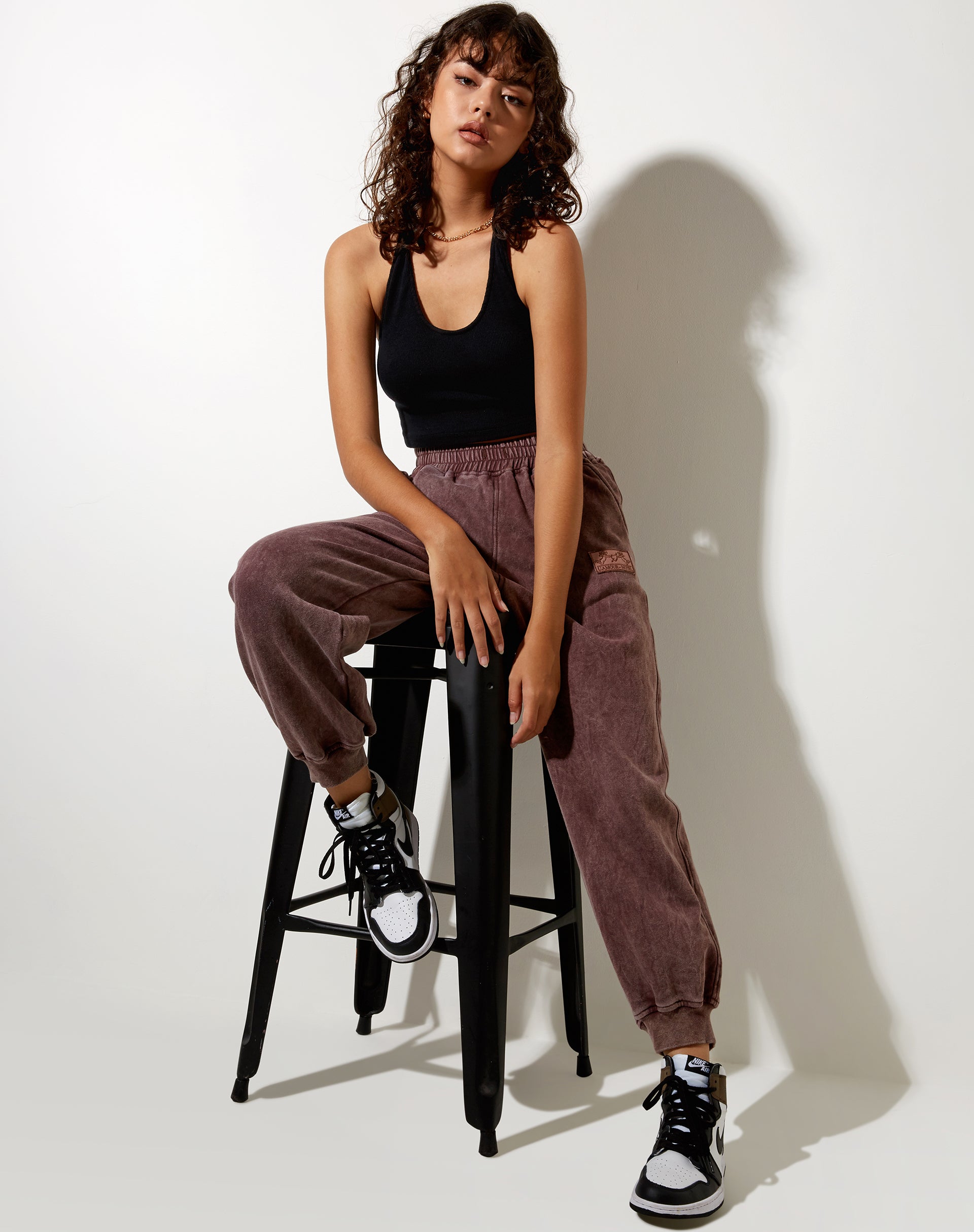 Image of Roider Jogger in Brown Wash LAmour Motel Label Embro