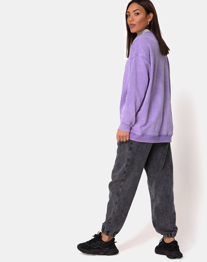 Image of Glo Sweatshirt in Lilac Wash with Dragon Embro