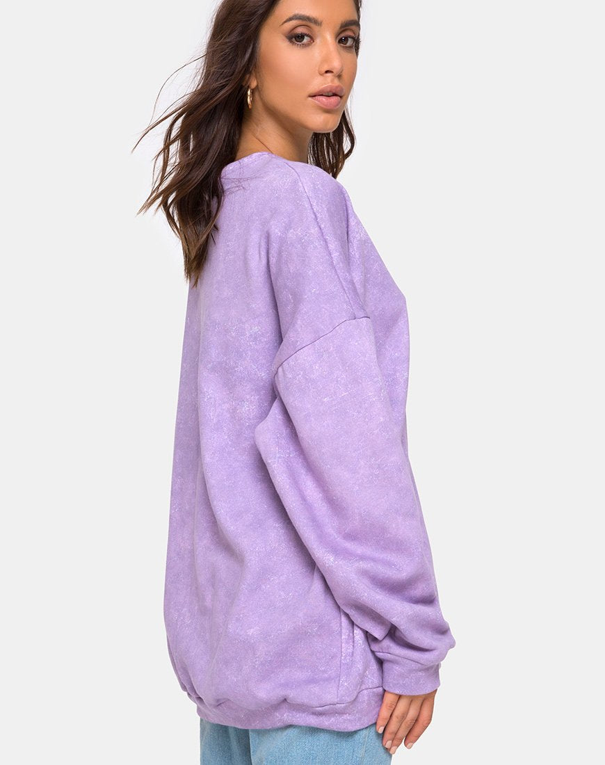 Image of Glo Sweatshirt in Purple Acid Wash