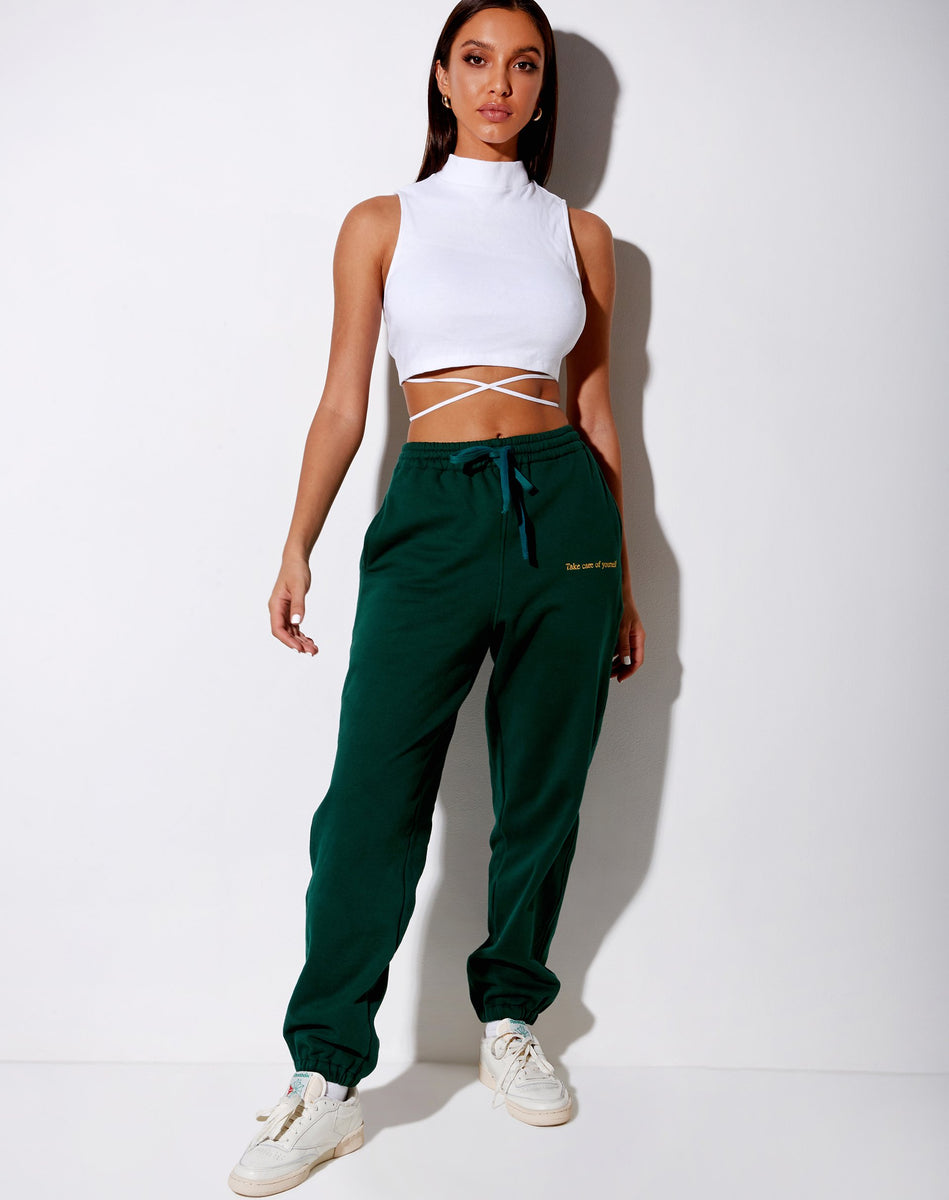 Green High Waisted Joggers | Basta – motelrocks-com-us