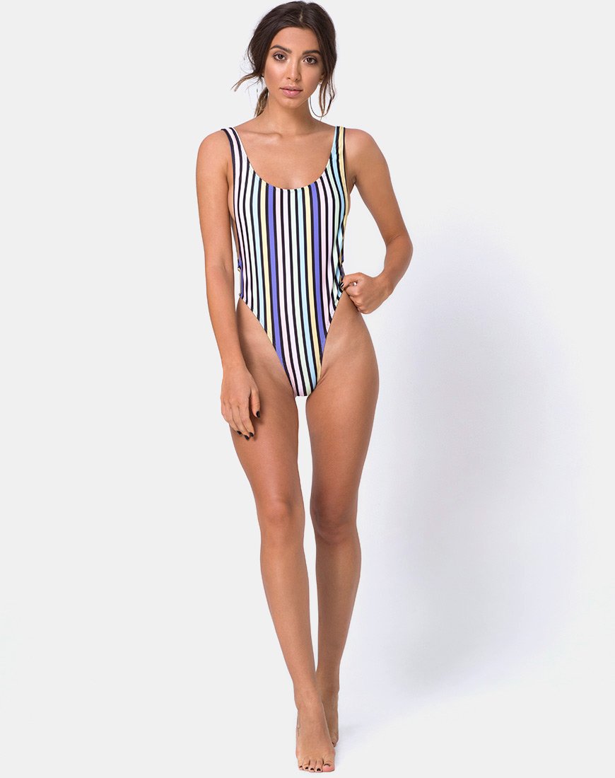 Image of Goddess Swimsuit in New Vertical Stripe