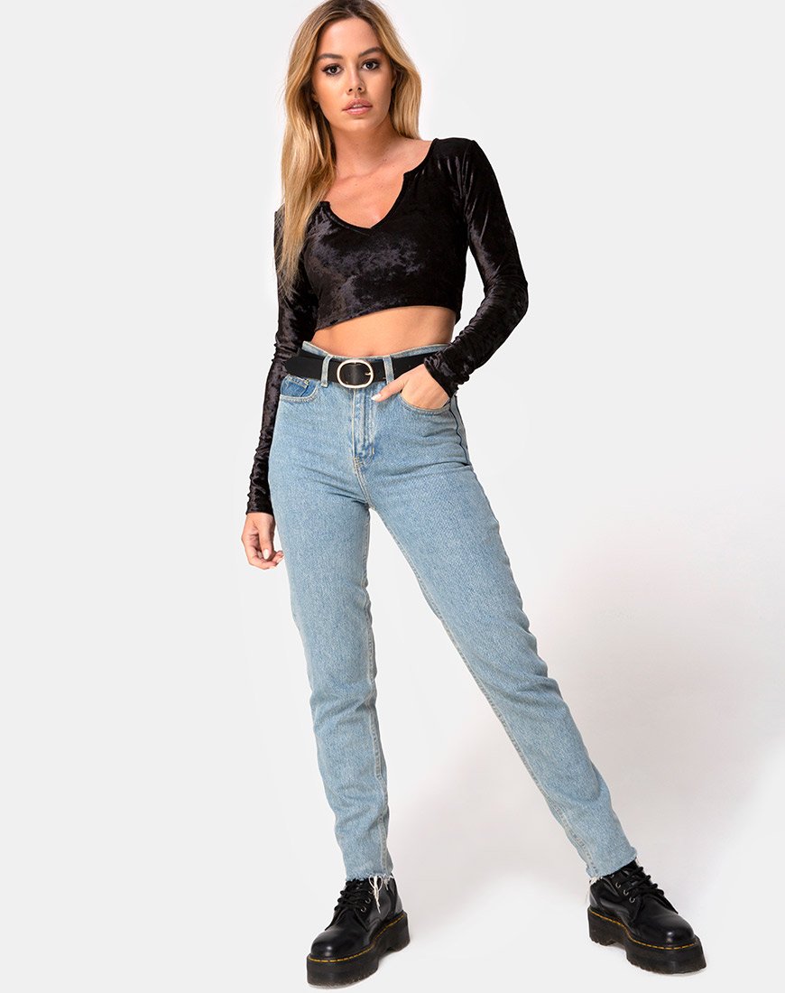 Velvet Black Crop Top | Guan – motelrocks-com-us