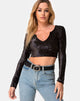 Image of Guan Crop Top in Velvet Black