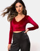 Image of Guan Crop Top in Velvet Burgundy