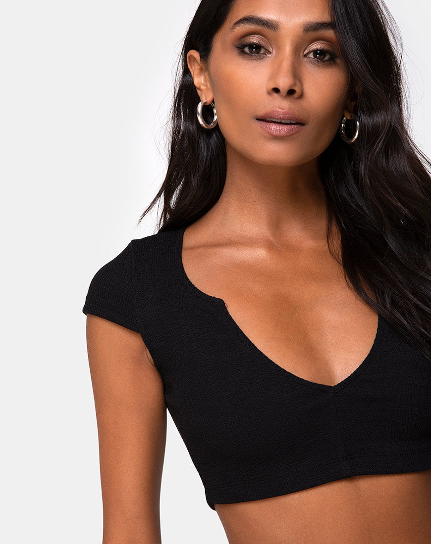 Image of Guanna Crop Top in Rib Black