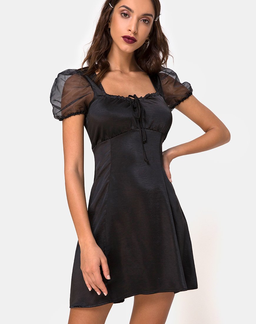 Guenelle Dress in Satin Black