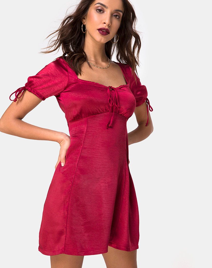 Guenette Dress in Satin Cherry