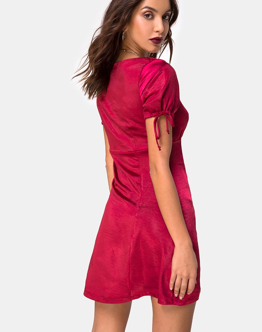 Image of Guenette Dress in Satin Cherry