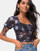 Image of Guinevre Top in Grey Rose Mesh