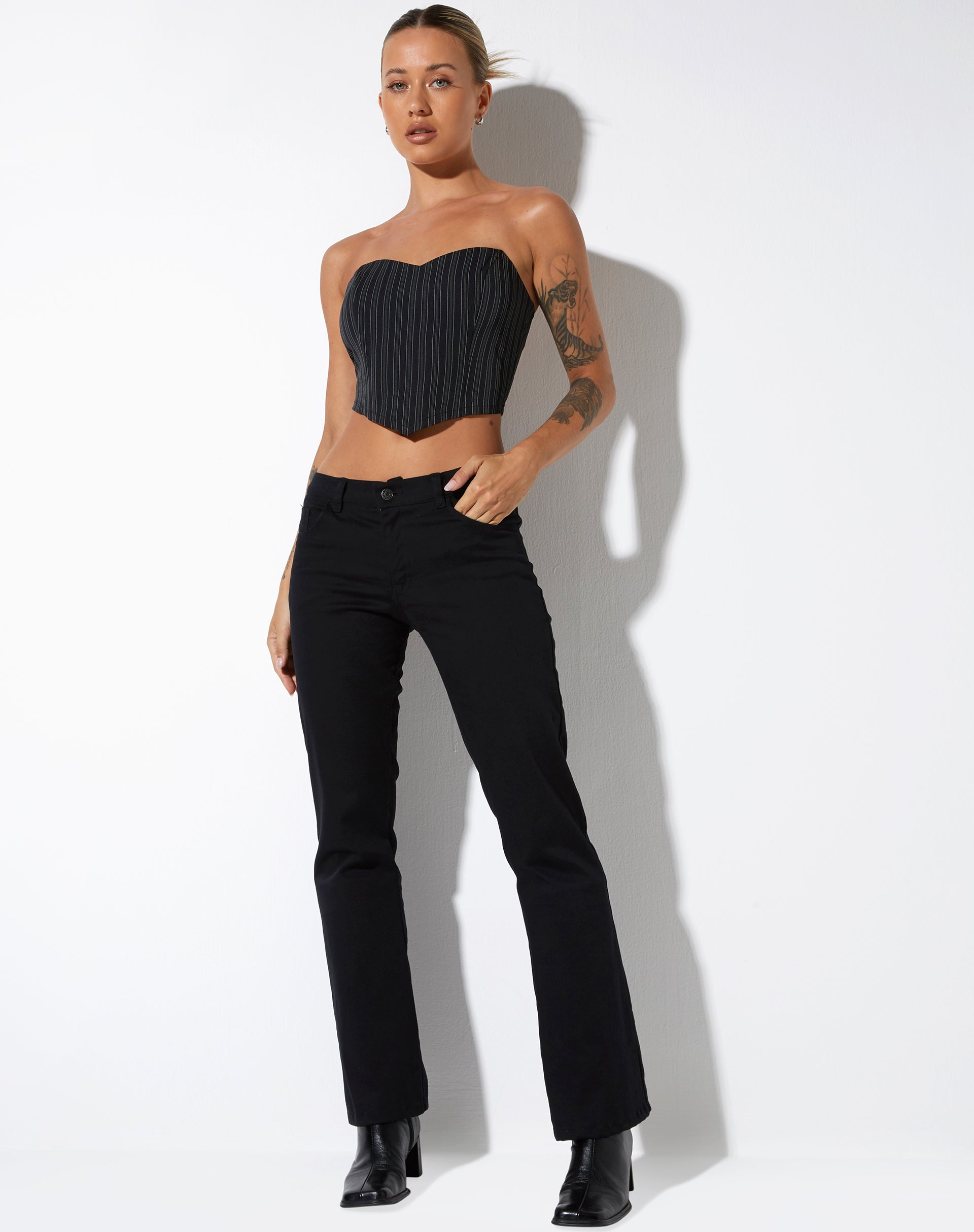 Black Pinstripe Corset Top | Naima – motelrocks-com-us