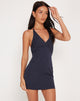 Image of Hadavi Mini Halterneck Dress in Navy Pinstripe