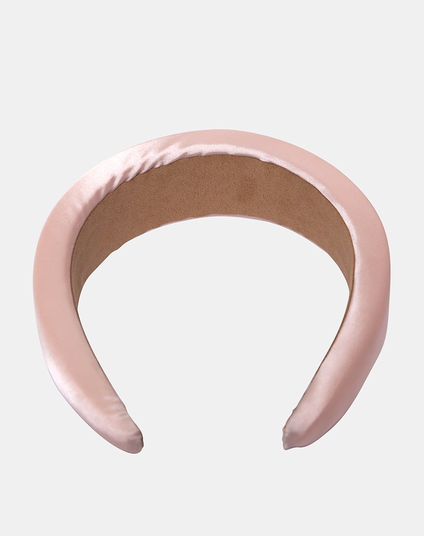 Image of Padded Headband in Satin Pink