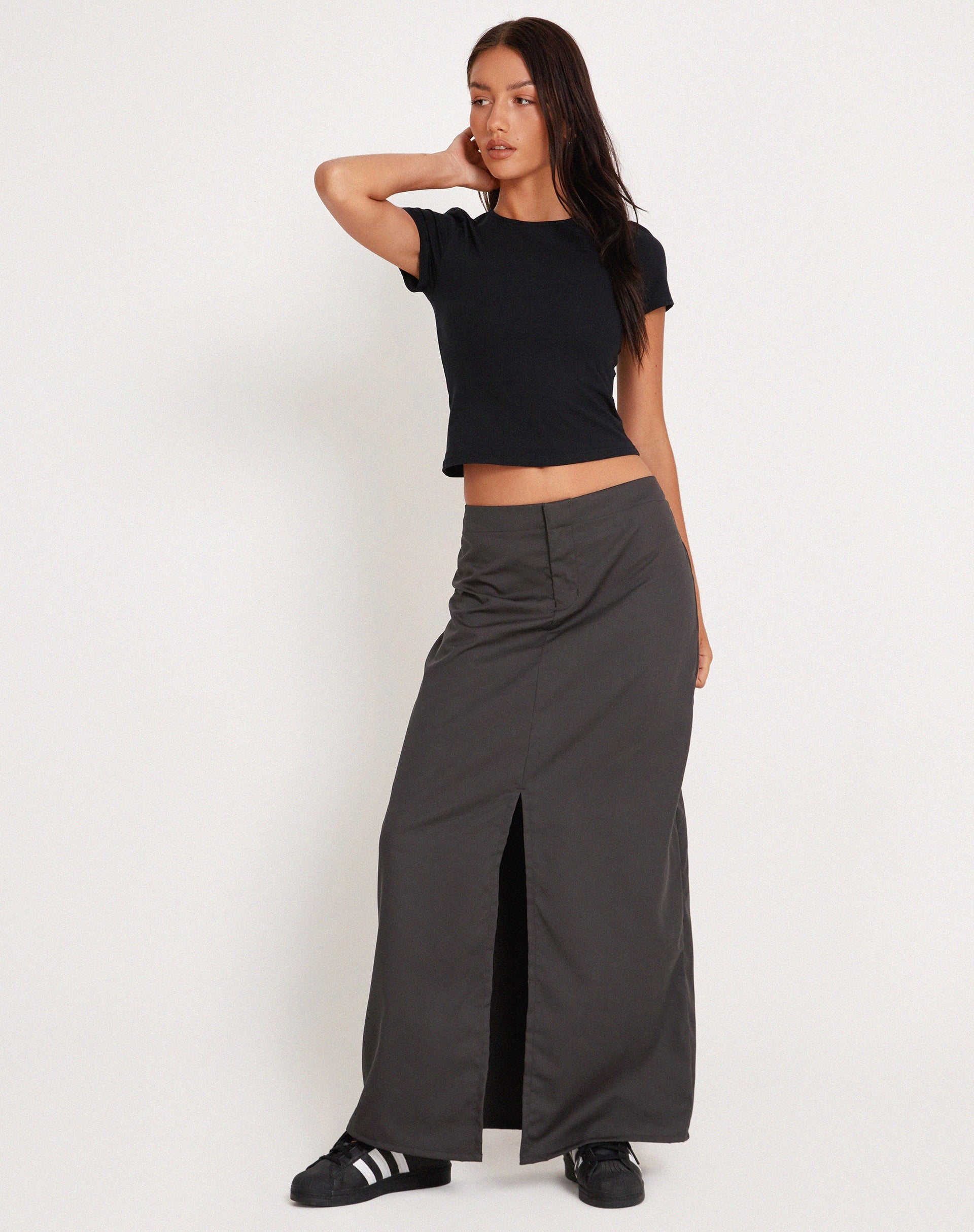 Dark Grey Maxi Cargo Skirt | Haisley – motelrocks-com-us